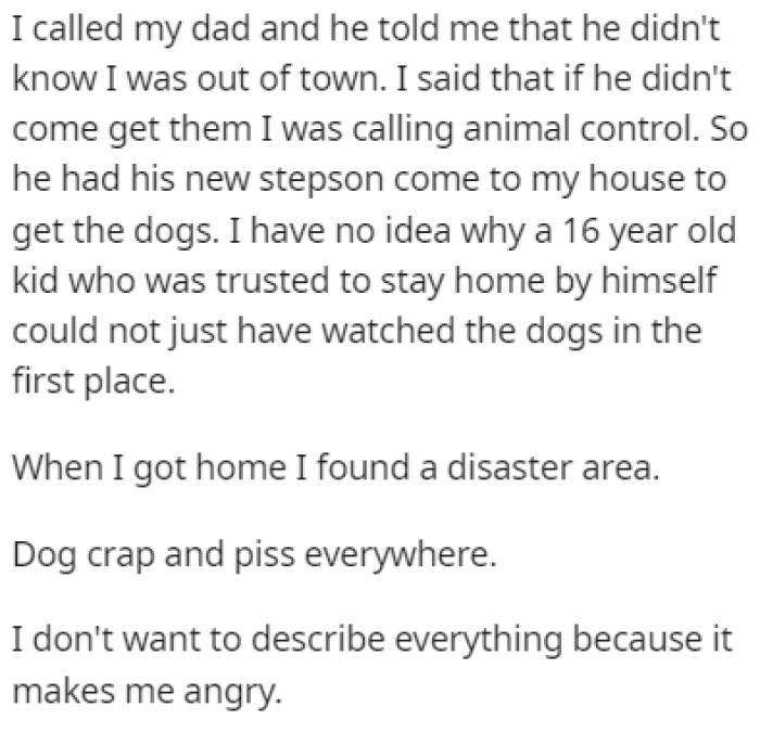 When OP came home, she was welcomed by a disaster