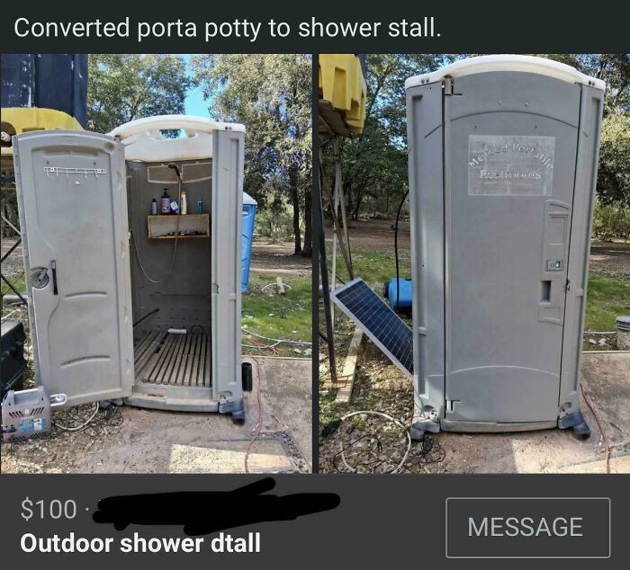 "Converted Porta Potty To Shower Stall"