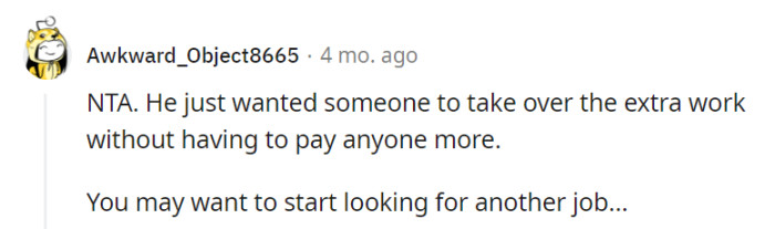 Seeing through the boss's attempt to add more work without fair pay is like packing too many potatoes in a small sack.