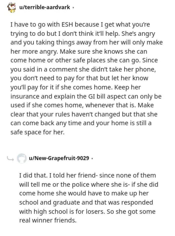 A parent tries to help their daughter but is met with resistance from friends