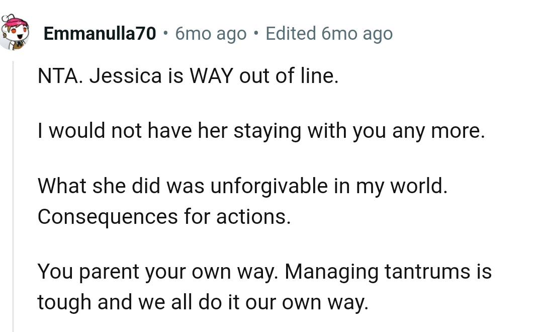 The OP should parent her own way