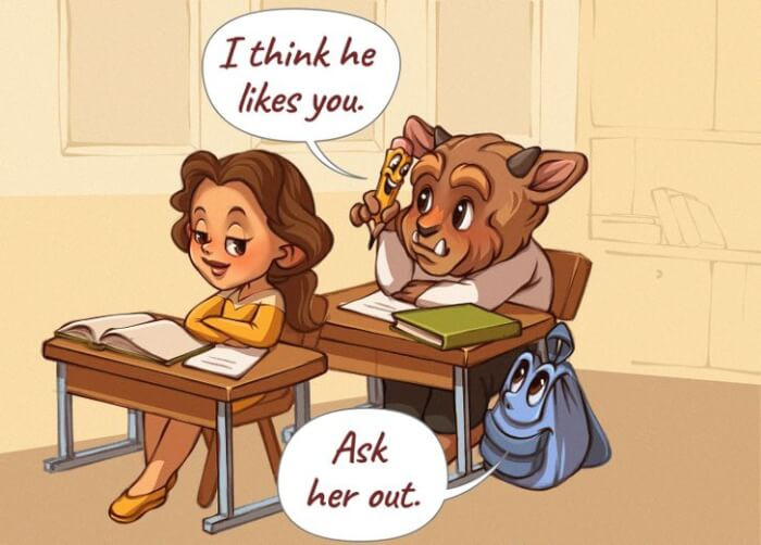 8. Beast has enchanted school supplies.