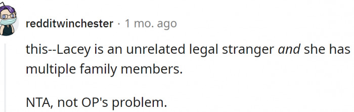 Lacey is an unrelated legal stranger