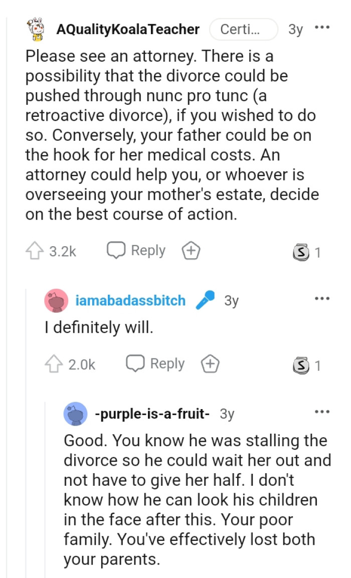 OP's father could be on the hook for her medical costs