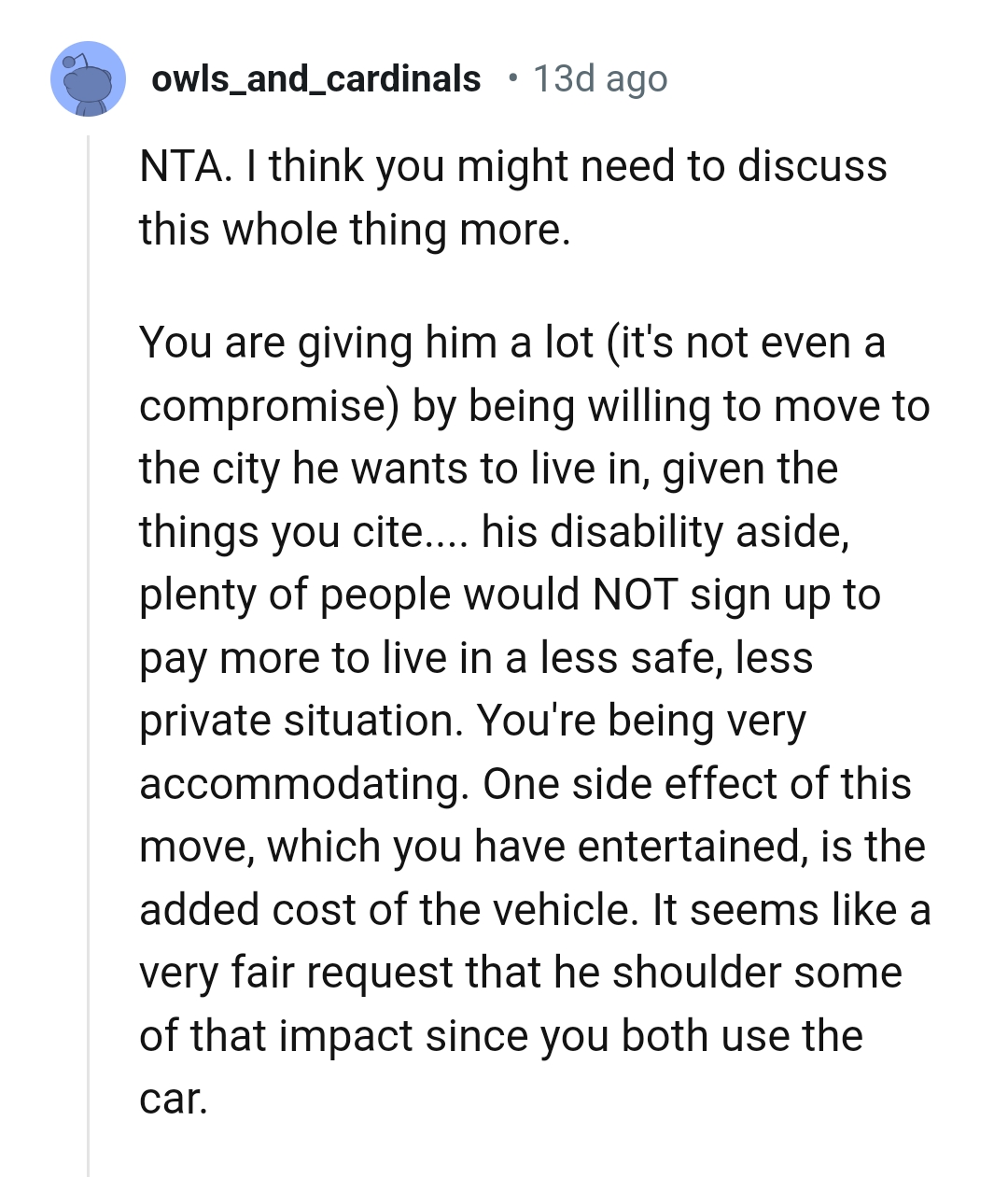 The OP is giving him a lot