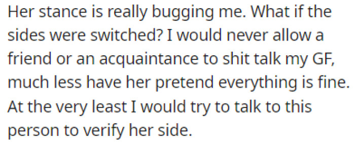 OP doesn't appreciate his girlfriend's stance on this