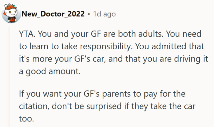 Ask them to pay the fine, and they might just repossess your ride privileges.