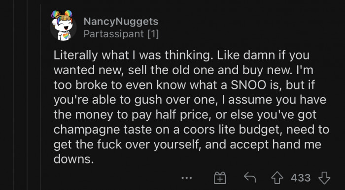 Beggars can't be choosers, but the co-worker never got the memo.