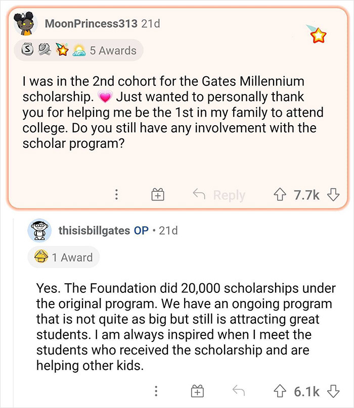 3. Gates' thoughts on the scholar program