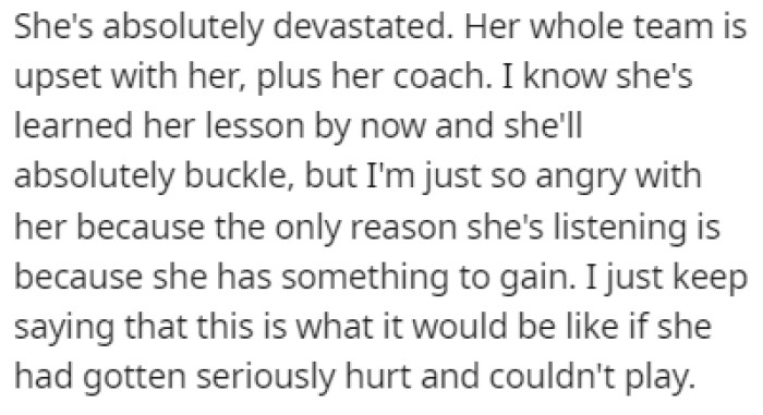 OP knows that her sister learned her lesson but it's still missing something