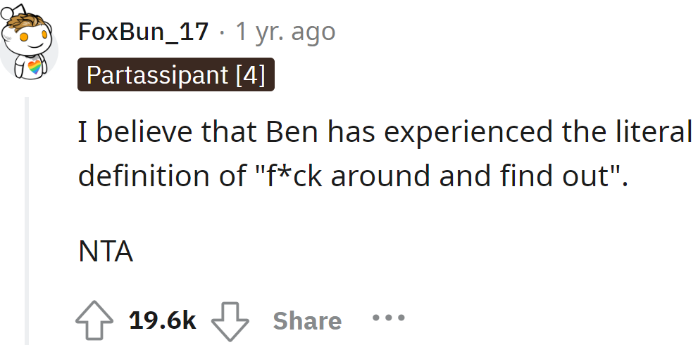 A Redditor said it was his fault