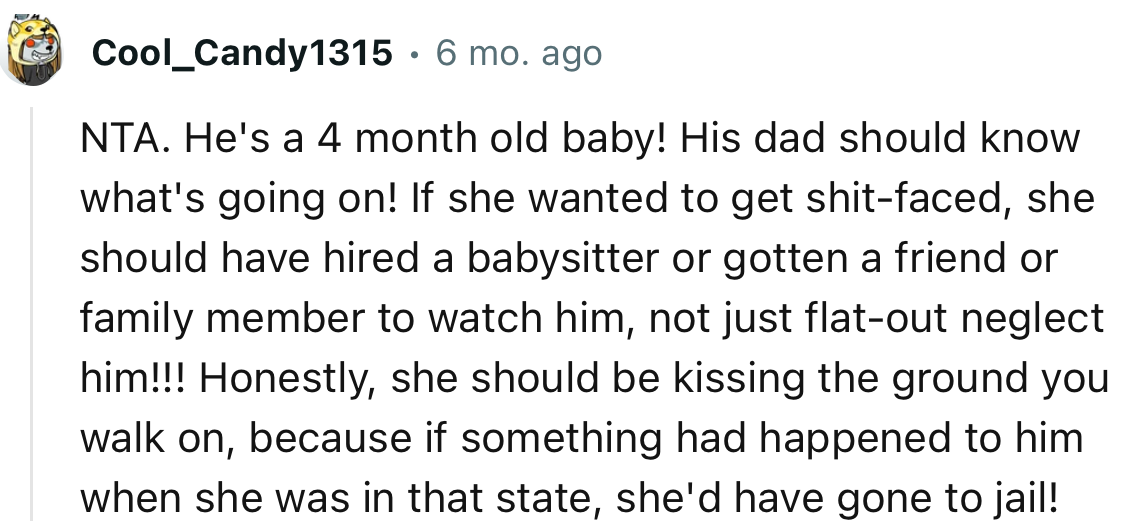“NTA. He's a 4-month-old baby! His dad should know what's going on!”