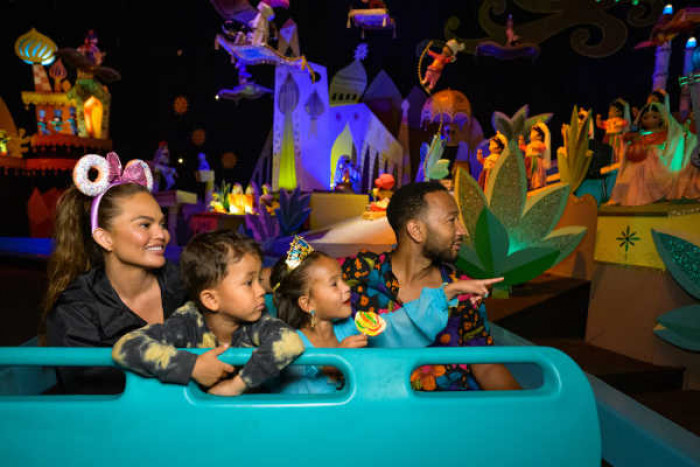 3. Chrissy Teigen and John Legend went on a family trip to Disneyland with their two kids, Luna and Miles