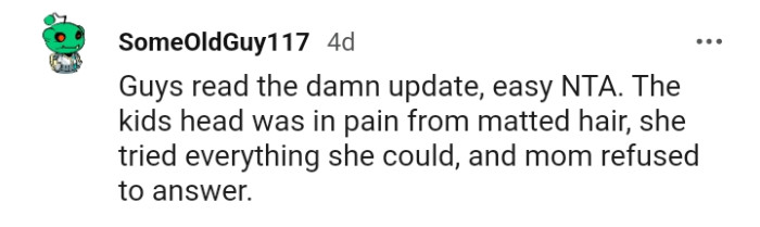 The kid's hair was in pain