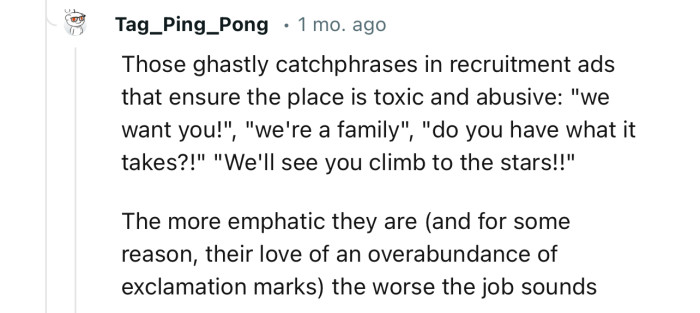 The more emphatic they are, the worse the job sounds