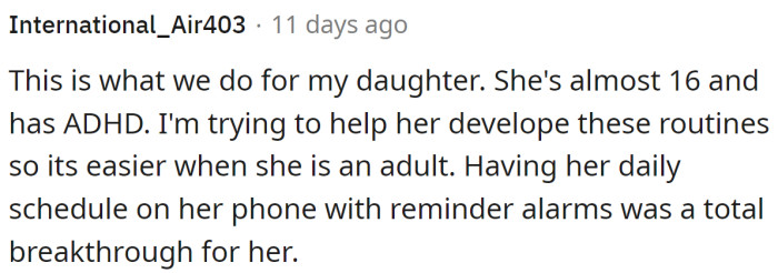 This Redditor does the same for their daughter.