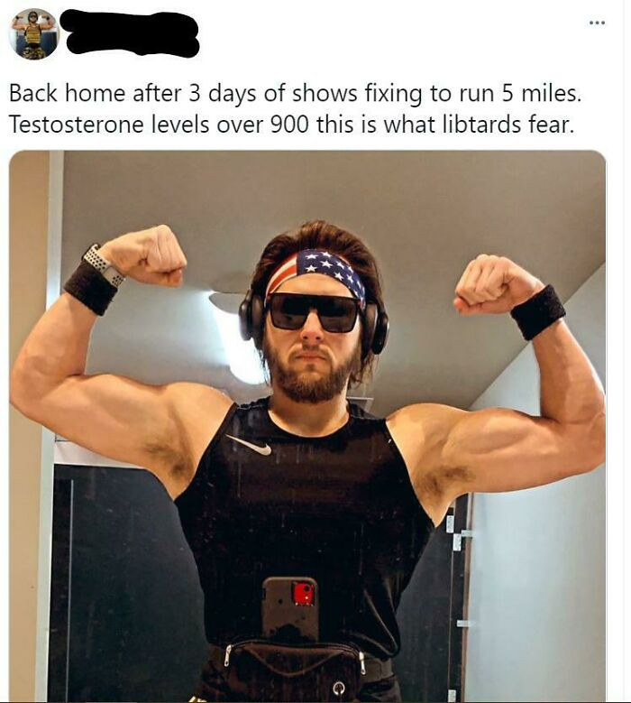 "Back Home After 3 Days Of Shows Fixing To Run 5 Miles. Testosterone Levels Over 900 This Is What Libtards Fear"