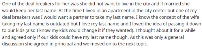 The concept of the wife taking my last name