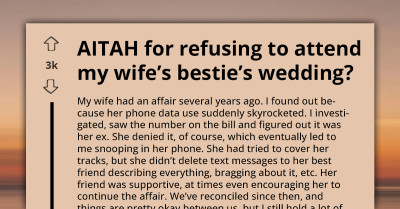 Husband Wants To Skip Friend's Wedding Due To Her Role In Wife's Adultery, Wife Shuts Him Out
