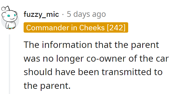 Drive-by update fail! Sharing car ownership info is key, like a carpool lane for family communication.