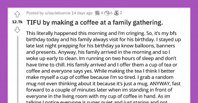 Woman Makes Coffee For Herself Amid A Family Gathering, But Her Inappropriate Mug Steals The Show