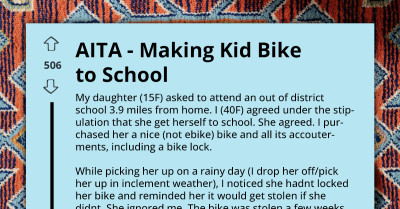 Mom Makes Teen Daughter Commute Nearly Four Miles To School On A Bike, While Son Gets A Comfy Ride Every Morning