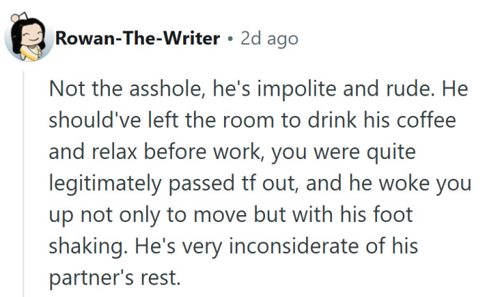 Coffee in bed sounds romantic until it comes with foot tapping and a floodlight.