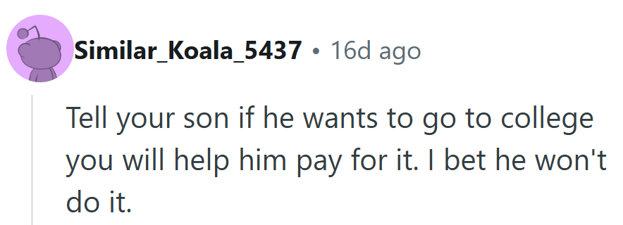 Fair offer — but something says he won’t be rushing to enroll anytime soon.