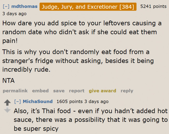 A good reminder: Never eat food that isn't yours.