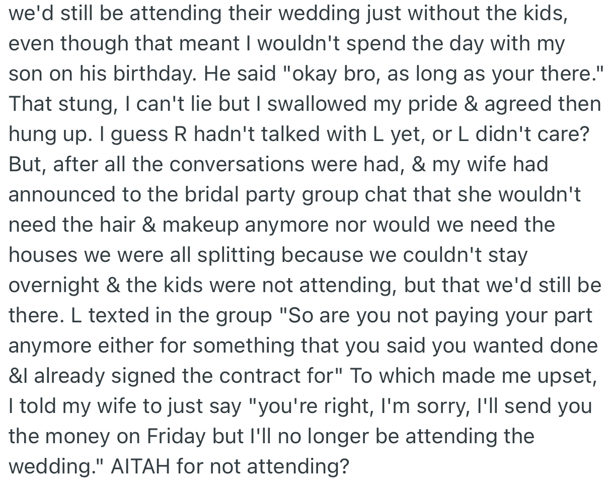 OP’s Wife Went Further to Inform the Group That She Wouldn’t Be Needing the Hair and Makeup Anymore. Surprisingly, L Was Eager to Ensure That She Still Gave Her Contribution Nonetheless