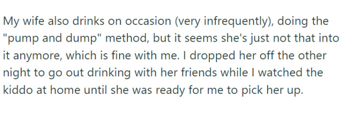 His wife also has an occasional beer