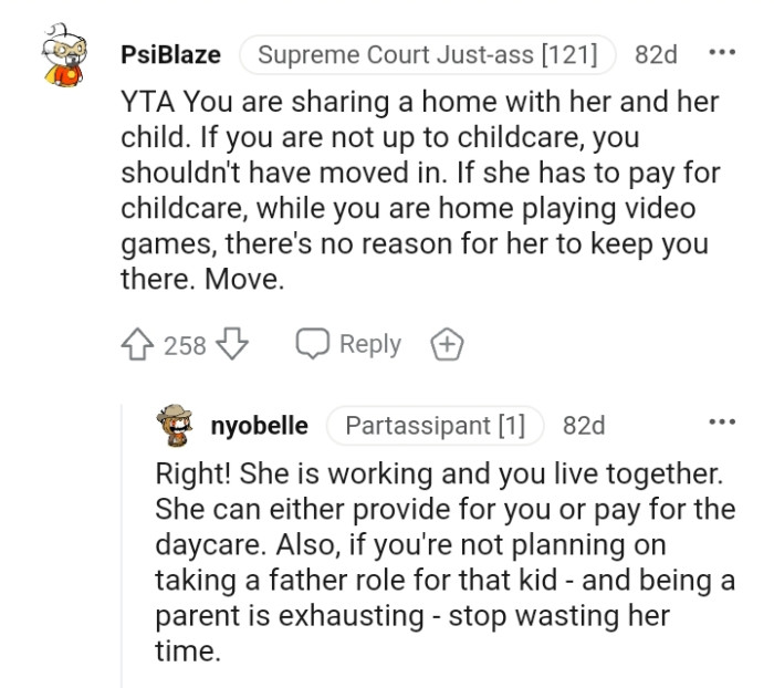 If the OP wasn't up to childcare, then he shouldn't have moved in.