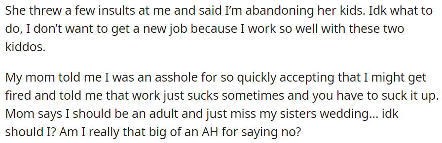 Mom says I should be an adult