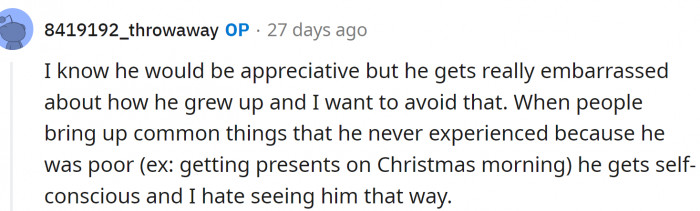 OP really has his feelings in mind.