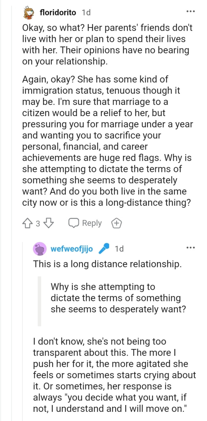The OP says that this is a long term relationship