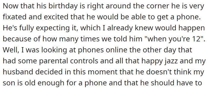 But in the meantime, her husband changed his mind