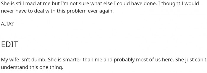 He concludes the post with an edit at the bottom.