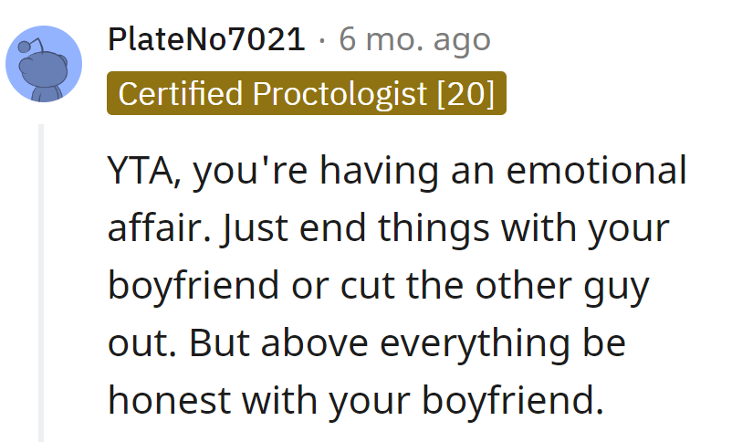 In the emotional maze, she's caught between scenes. Time to cut ties, end the act, and give her boyfriend an honest matinee.