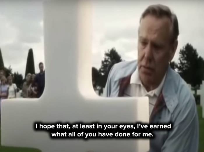 3. When Private Ryan visits Captain Miller's grave in Saving Private Ryan