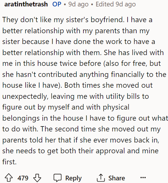 OP provided us with more insight into the situation and what her relationship has been like with her sister.