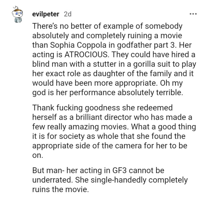 26. For this Redditor, it's Sophia Coppola