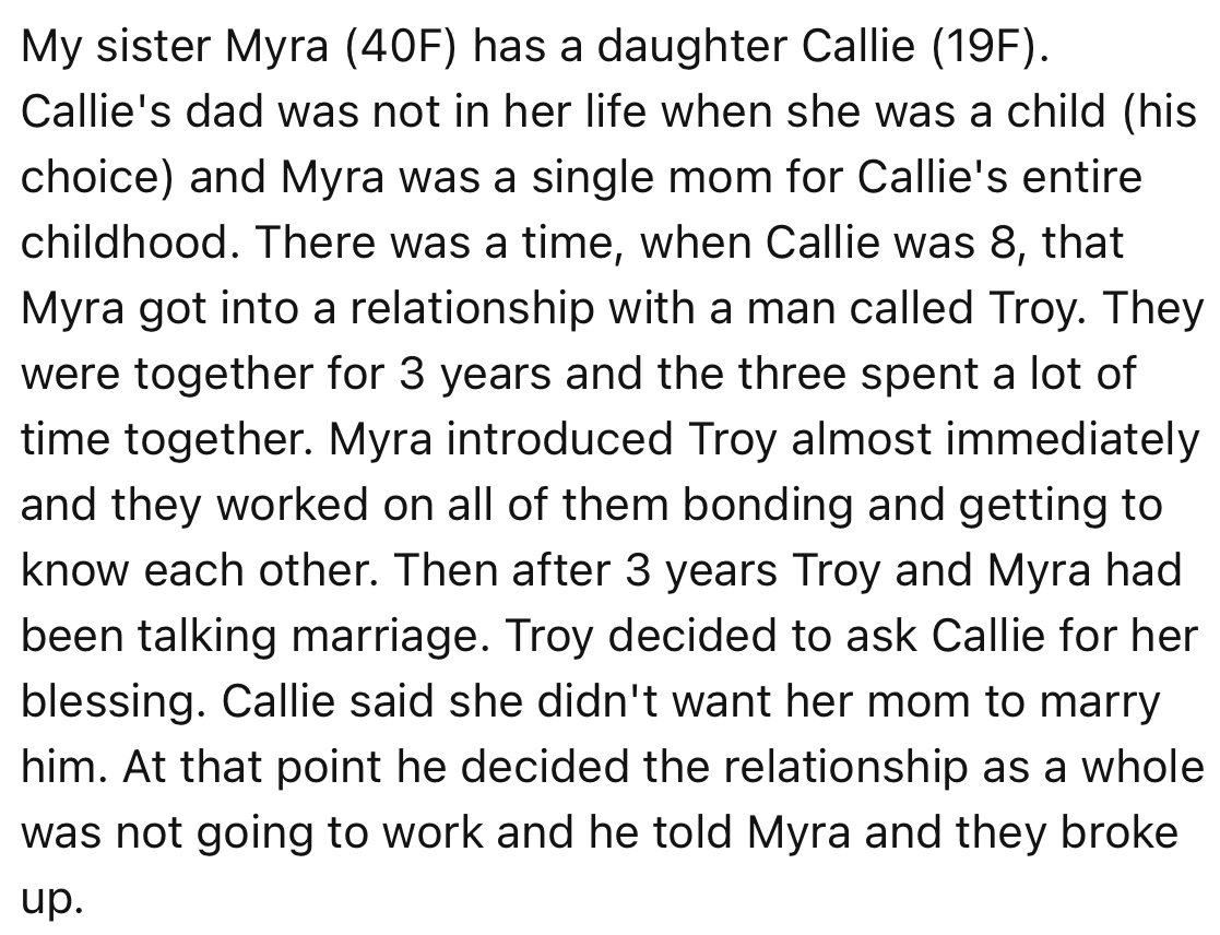 Myra and Troy broke up after Callie didn’t give her blessing to their intended marriage