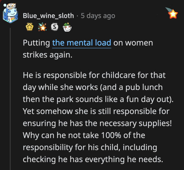 It was unfair of him to make his wife responsible for something that she wasn't a part of.