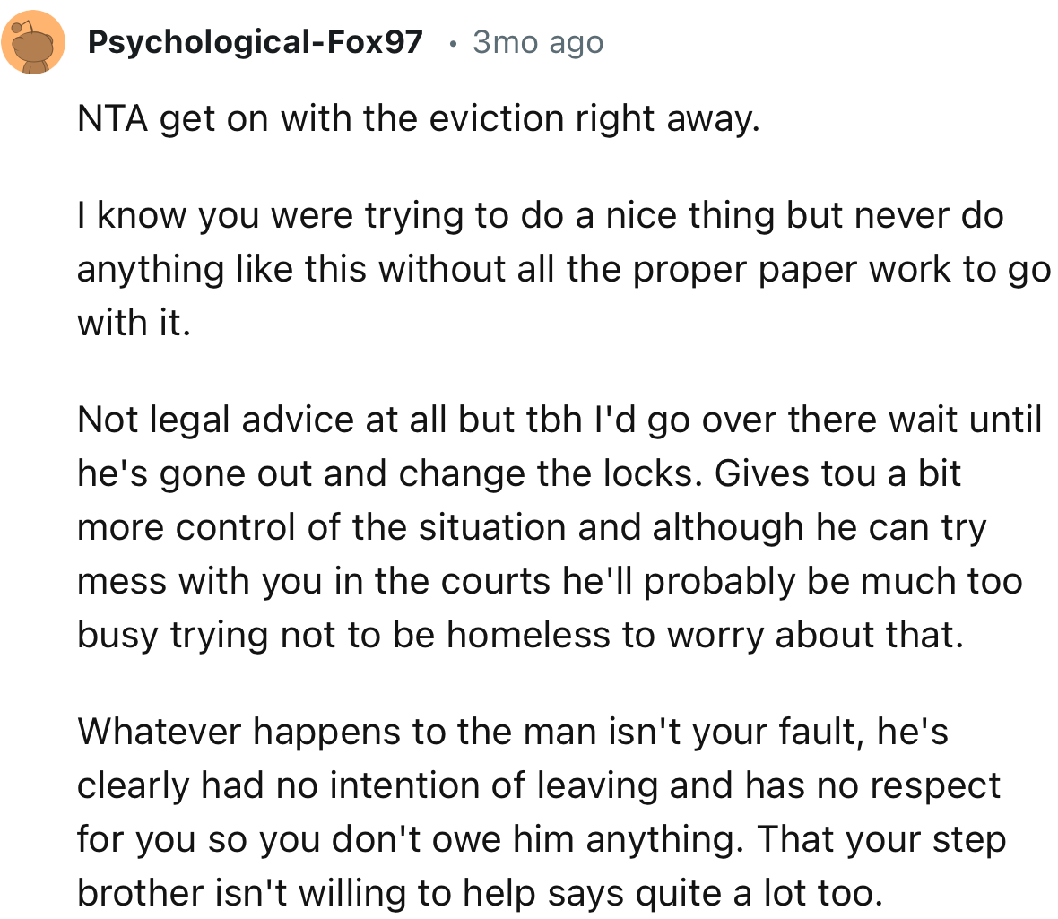 “I know you were trying to do a nice thing, but never do anything like this without all the proper paperwork to go with it.”