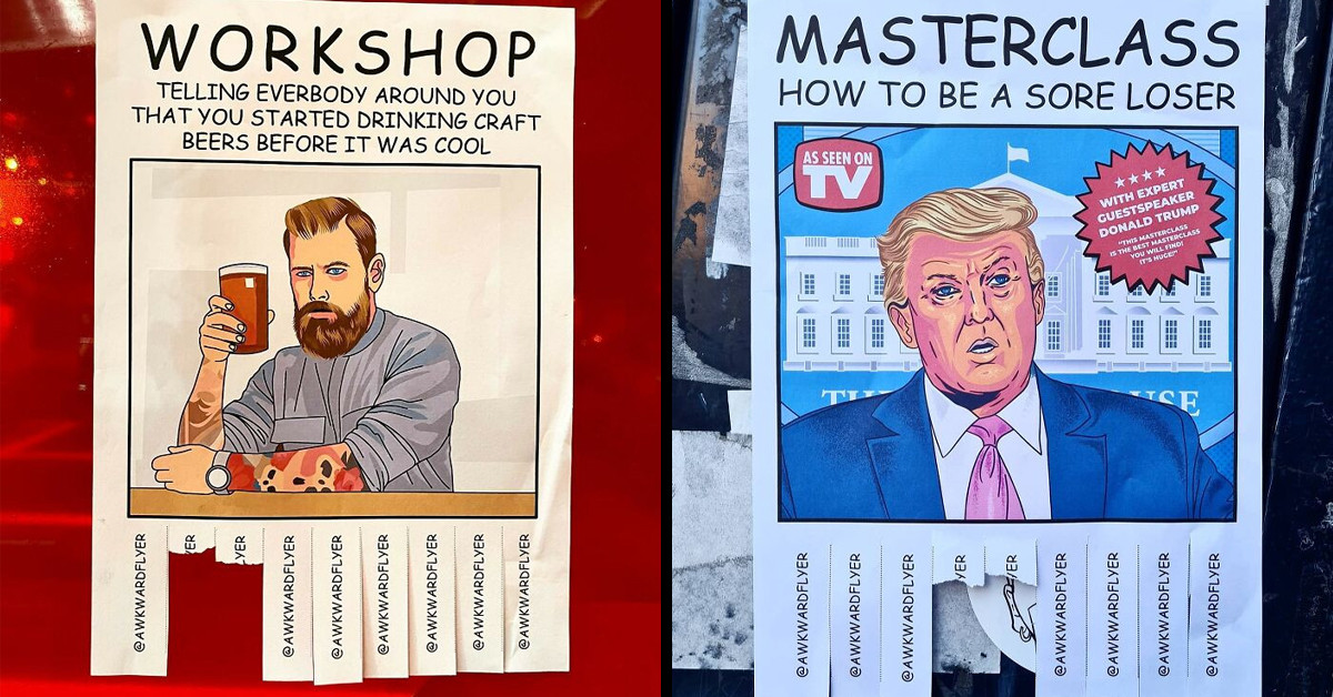 35 Photos Of Super Awkward, Artist-Made Flyers That Were Actually Hung On The Streets