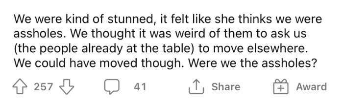 Now the OP is wondering if she and her fiancé were the a**holes here?