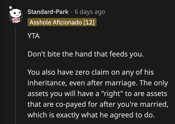 OP asked too much from her generous boyfriend, they said