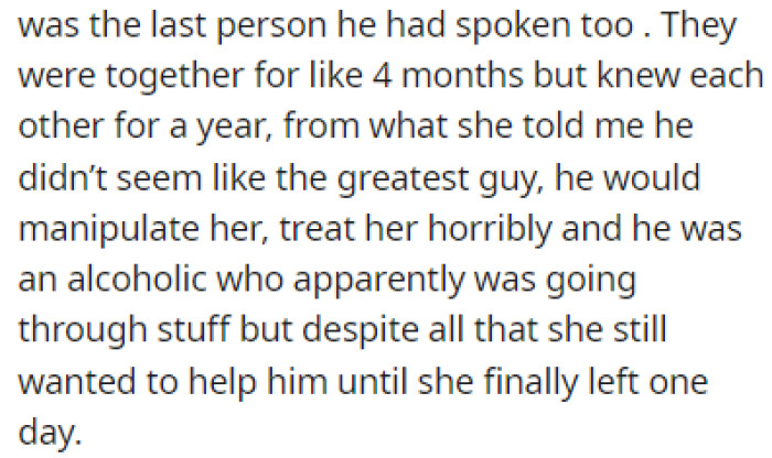 The girlfriend's ex-boyfriend wasn't a good person