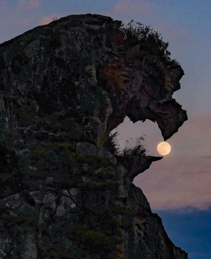 "Cliff Face And The Moon"