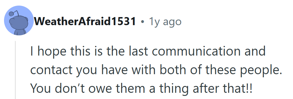 An ideal finale: she walks away, phone blocked, peace restored.